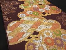 平和屋川間店■六通柄袋帯　唐織　笠松吉祥花文　金糸　逸品　n-rv0005_画像2