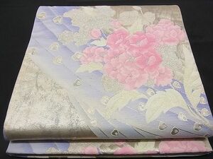 平和屋川間店■六通柄袋帯　唐織　孔雀羽枝花文　銀糸　逸品　n-rv0244