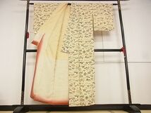 平和屋川間店■上質な小紋　型染め　風景花鳥文　鬼しぼ縮緬　着丈151.5cm　裄丈60.5cm　正絹　逸品　A-wj3996_画像3