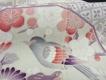 平和屋川間店■豪華黒留袖　作家物　駒刺繍　絵皿地紙花鳥文　着丈157.5cm　裄丈64cm　正絹　逸品　A-ja3507_画像6