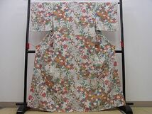 平和屋川間店■上質な小紋　陶器花文　お召縮緬　逸品　未使用　n-sa1569_画像2