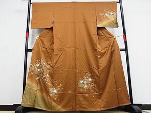 平和屋川間店■訪問着　草花文　暈し染め　金彩　着丈162cm　裄丈65cm　正絹　逸品　未使用　A-zi5234