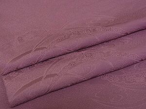 平和屋川間店■上質な色無地　雪芝地紋　京紫色　着丈164cm　裄丈65cm　正絹　逸品　B-oa4202