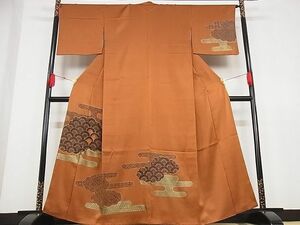 平和屋川間店■訪問着　駒刺繍　雲取り花青海波文　金彩　着丈161cm　裄丈67cm　正絹　逸品　A-bw3389