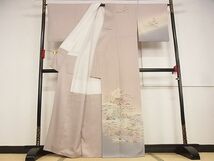 平和屋川間店■訪問着　刺繍　風景松文　暈し染め　金糸　着丈162.5cm　裄丈65cm　正絹　逸品　A-wj3786_画像2