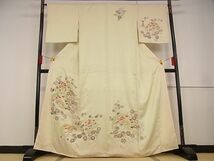 平和屋川間店■訪問着　刺繍　風景花鳥文　着丈164cm　裄丈66cm　正絹　逸品　A-wj3783_画像1