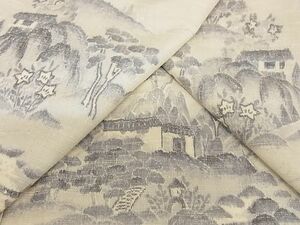 平和屋川間店■上質な紬　風景樹林文　着丈159cm　裄丈61.5cm　正絹　逸品　A-wj3984