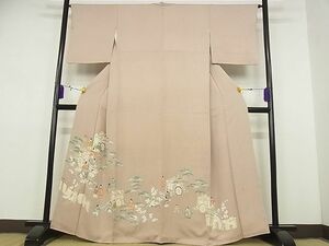 平和屋川間店■豪華色留袖　作家物　人物風景文　着丈162.5cm　裄丈65cm　正絹　逸品　B-dk4366