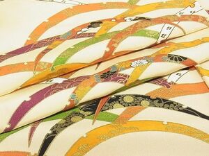 平和屋川間店■上質な小紋　雪芝文　金彩　着丈159cm　裄丈65cm　正絹　逸品　B-dk4482