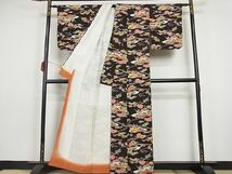 平和屋川間店■上質な小紋　型染め　風景草花文　着丈158.5cm　裄丈62.5cm　正絹　逸品　未使用　A-br4152_画像3