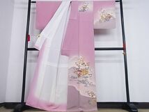 平和屋川間店■訪問着　流水風景花文　暈し染め　金彩　着丈164cm　裄丈63cm　正絹　逸品　B-ag2946_画像2