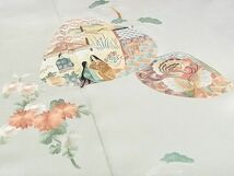 平和屋川間店■訪問着　刺繍　人物風景花蝶文　暈し染め　着丈163.5cm　裄丈66.5cm　正絹　逸品　B-dk4656_画像4