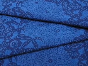 平和屋川間店■上質な小紋　本藍　型染め　型絵　菊文　着丈150.5cm　裄丈63cm　正絹　逸品　A-cs3981