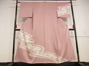 平和屋川間店■訪問着　絞り　流水花文　辻が花　着丈154.5cm　裄丈63cm　正絹　逸品　A-wj4309