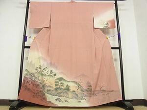 平和屋川間店■訪問着　作家物　手描き　風景文　暈し染め　着丈160cm　裄丈65.5cm　正絹　逸品　B-dk4747