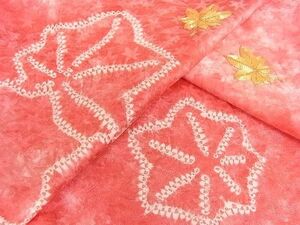 平和屋川間店■上質な小紋　駒刺繍　楓文　暈し染め　着丈158cm　裄丈64cm　正絹　逸品　A-wj4419