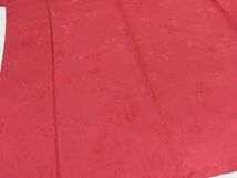 平和屋川間店■上質な色無地　草花地紋　赤紅　着丈158cm　裄丈63.5cm　正絹　逸品　A-ex5493_画像4