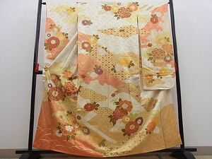 平和屋川間店■豪華振袖　駒刺繍　菊牡丹文　金彩　逸品　n-kg2719