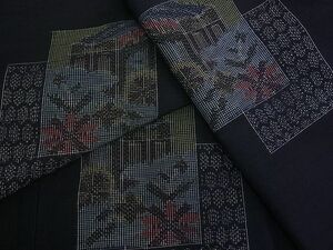 平和屋川間店■上質な紬　色紙重ね吉祥花文　三越扱い　逸品　du1743