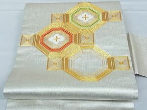 平和屋川間店■九寸名古屋帯　総刺繍　駒刺繍　蜀江花文　やまとオリジナル　逸品　hy6662