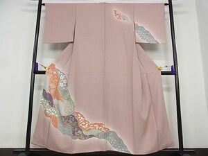 平和屋川間店■訪問着　流水舞蝶花文　暈し染　着丈153.5cm　裄丈63cm　正絹　逸品　B-wt8918