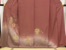 平和屋川間店■訪問着　花唐草文　暈し染め　金彩　着丈166.5cm　裄丈67.5cm　正絹　逸品　A-ta5403_画像3