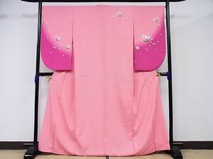 平和屋川間店■小振袖　二尺袖　草花文　暈し染め　着丈165.5cm　裄丈67cm　洗える着物　B-np9201