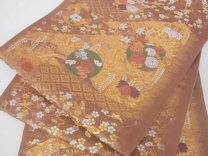 平和屋川間店■六通柄袋帯　唐織　吉祥花丸文　金銀糸　逸品　ar5405