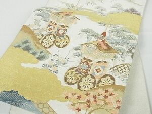 平和屋川間店■太鼓柄袋帯　綴れ　風景文　金銀糸　逸品　rt3994
