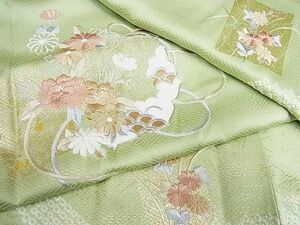 平和屋川間店■訪問着　絞り　刺繍　地紙雪輪花文　金彩　着丈163.5cm　裄丈67cm　正絹　逸品　B-np9605