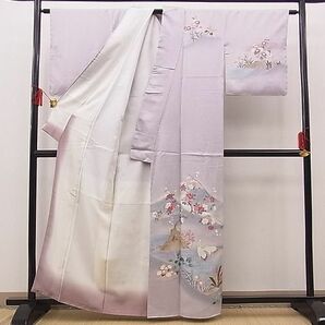 平和屋野田店■訪問着 友禅 群鶴流水枝花文 暈し染め 金彩 逸品 n-sa3816の画像2