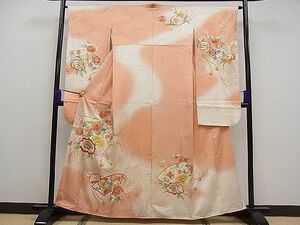  flat peace shop 1# gorgeous long-sleeved kimono total embroidery ground paper flower writing .. dyeing gold silver thread excellent article 1tx1037