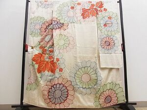 平和屋野田店■豪華振袖　絞り　駒刺繍　桐　菊　梅　逸品　n-kg5462