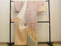 平和屋野田店■訪問着　向かい鳳凰花唐草文　暈し染め　金彩　逸品　n-xi0867_画像3