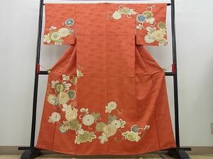 平和屋野田店■訪問着　駒刺繍　菊唐草文　金彩　逸品　未使用　n-cw0807