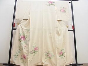 平和屋野田店■訪問着　手描き　カトレア　暈し染め　金彩　逸品　n-ts0658