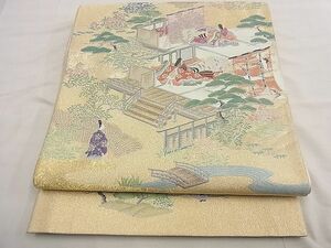 平和屋野田店■太鼓柄袋帯　寿光織　伊勢物語　金糸　逸品　n-te1064