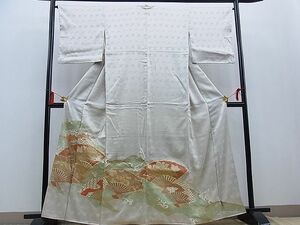 平和屋野田店■訪問着　駒刺繍　扇面牡丹花文　金彩　逸品　n-kg5397