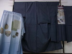 平和屋1■男性　本場大島紬　アンサンブル　長襦袢（袷）セット　100亀甲　逸品　an5392