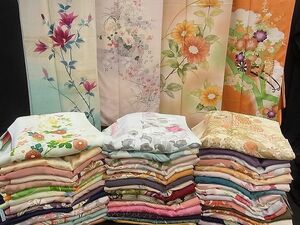 平和屋■1円 訪問着 まとめて 50点 薔薇 花柄 友禅 手描き 駒刺繍 金銀糸 など 着用可能多数 未使用品あり 全て正絹 sw552