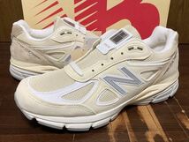 22年製 NEW BALANCE U990 TE4 990 V4 BEIGE ニューバランス ベージュ クリーム SUEDE スエード MADE IN USA 米国 アメリカ製 US8.5_画像1