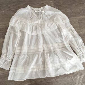 YM/1066 AMERI アメリ MEDI 2WAY COTTON FRILL TUNIC BLOUSE ブラウス チュニック 白 サイズ表記フリー