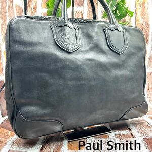 『激渋』入手困難 美品 Paul Smith ポールスミス ビジネスバッグ ブリーフケース ハンドバッグ トートバッグ レザー ブラック 通勤 メンズ