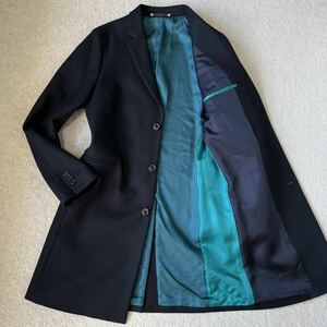 【XLサイズ】 極美品 PS Paul Smith 【極上のカシミヤ混】 ポールスミス チェスターコート 現行タグ 2023年購入 ネイビー コート ウール