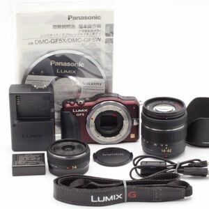 【極上品】 Panasonic LUMIX DMC-GF5 センシュアルブラウン ダブルレンズキット #2768