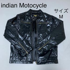 【美品】INDIAN MOTOCYCLE サイズ:M インディアン モトサイクル ブラック シングル ライダース ジャケット 黒 ポリ 中綿 ポリエステル