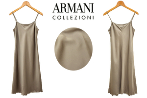 Y-7068* бесплатная доставка * новый товар *ARMANI COLLEZIONI Armani ko let's .-ni* стандартный товар серый атлас Cami One-piece платье 40