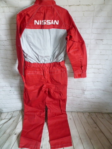 新品未使用品 ニッサン・日産・NISSAN 赤×グレー ♪♪ 作業服！メカニック長袖つなぎ服・オールインワン・2L オールシーズン用