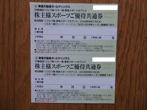 東急不動産 スポーツご優待共通券 ２枚組　有効期限：ゴルフ場2024年8月31日　スキー場2024年シーズン営業終了