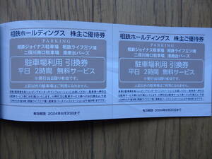 相鉄株主優待　相鉄ジョイナス 相鉄ライフ三ツ境 ジョイナステラス二俣川 港南台バーズ 駐車場 無料引換券　平日用4枚、土日用2枚